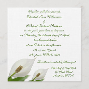 Calla Lily Flowers White Bröllop Inbjudningar