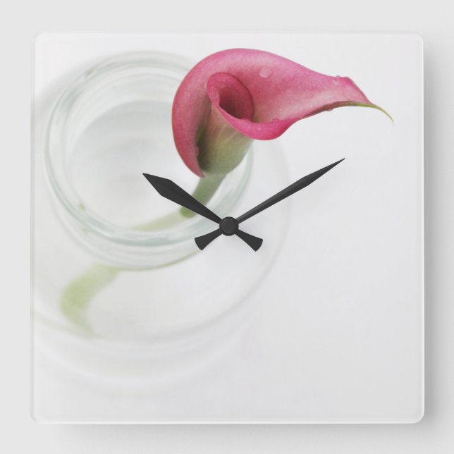 Calla Lily Fyrkantig Klocka (Framsida)