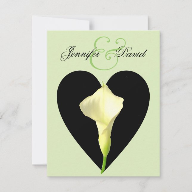 Calla Lily & Heart Wedding bjudande Inbjudningar (Framsida)