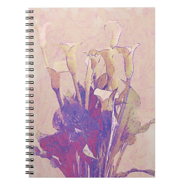 Calla Lily i Rosa Art Journal Notebook Anteckningsbok (Framsidan)