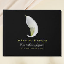 Calla Lily Memorial eller Funeral Guest Bok