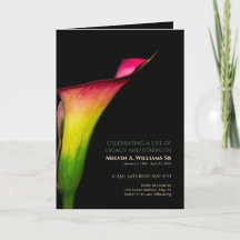 Calla Lily-minnesgudstjänst Röd Gul Grön Program