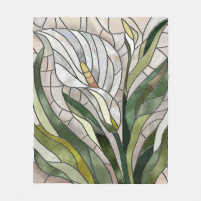 Calla Lily Mosaic Art Fleecefilt (Framsidan)