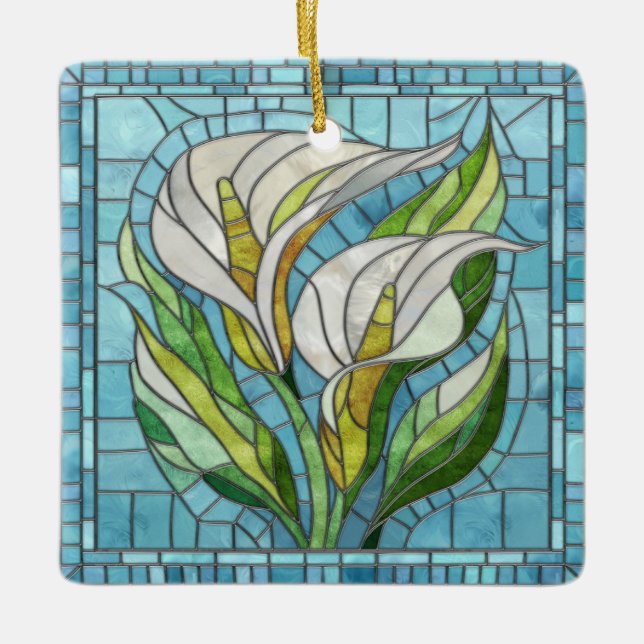 Calla Lily Mosaic Art Julgransprydnad Keramik (Framsida)