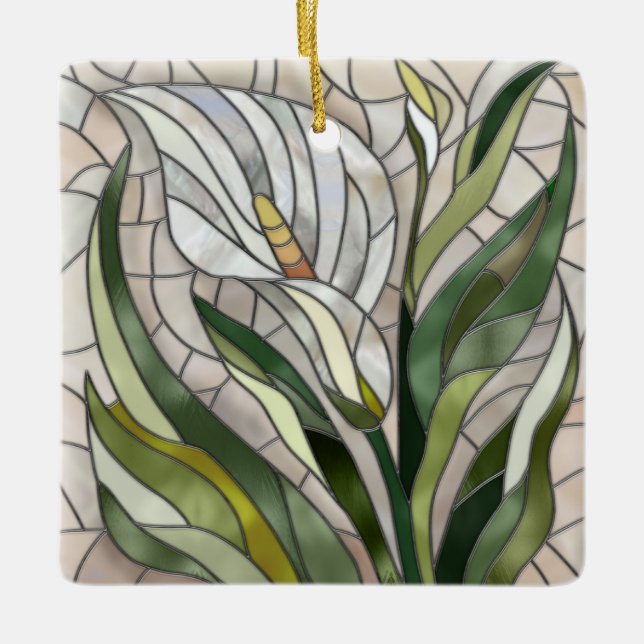 Calla Lily Mosaic Art Julgransprydnad Keramik (Framsida)