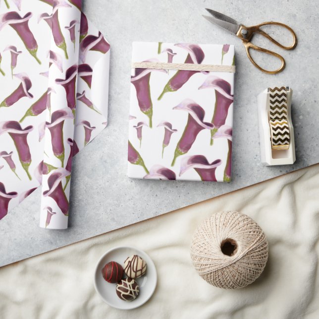 Calla Lily Nattliv Illustration Mönster Presentpapper (Hantverk)