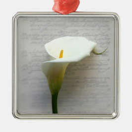 Calla lily on old handskriftspremie ornamet julgransprydnad metall
