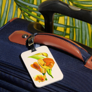 Calla lily orange floal vattencolor bagagebricka