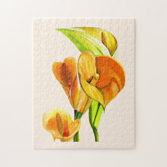 Calla lily orange floal vattencolor pussel (Vertikal)