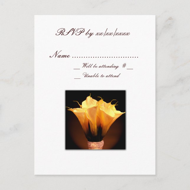 Calla lily OSA Response Card Inbjudan Vykort (Framsida)