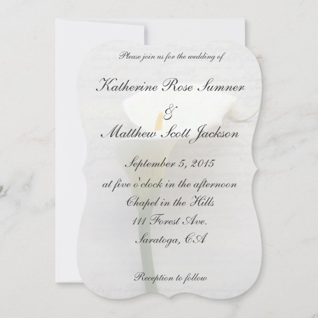 Calla lily på den gamla handskriften inbjudningar (Framsida)