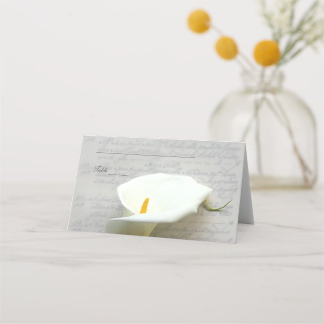 Calla lily på den gamla handskriften placeringskort (Framsida)