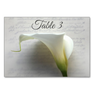 Calla lily på handskrift bordsnummer