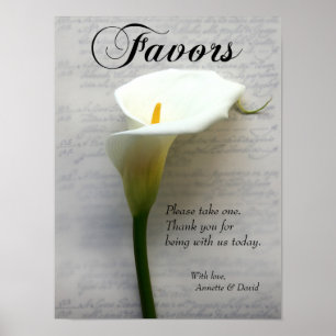 Calla lily på handskriftsskylt poster