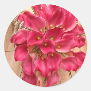 Calla Lily Rosa Bröllop Sticker Runt Klistermärke