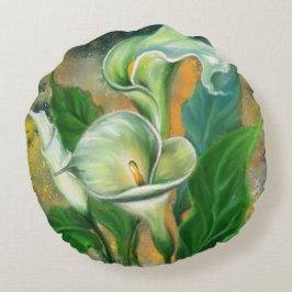 Calla Lily Round Pillow Rund Kudde