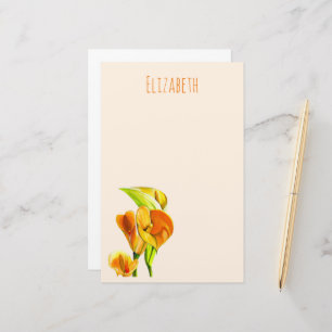 Calla lily vattencolor blomart brevpapper