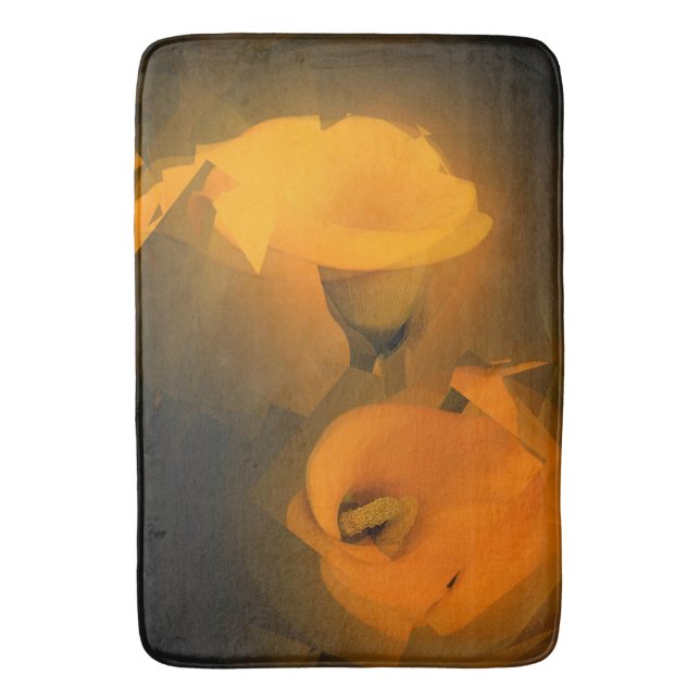Calla Lily Warm Gult Cubist Effect Badrumsmatta (Framsidan (Vertikal))