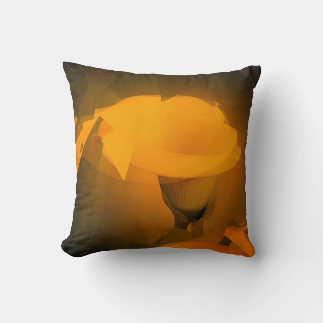 Calla Lily Warm Gult Cubist Effect Kudde (Framsida)