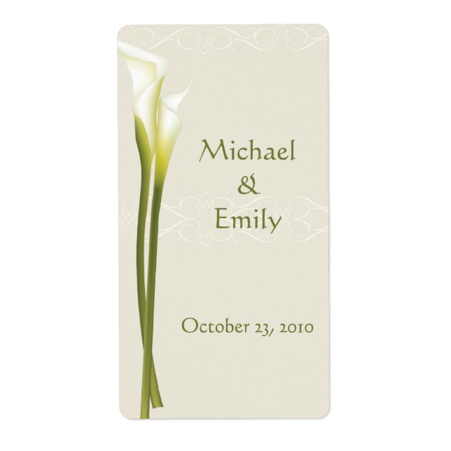 Calla Lily Wedding Favor Labels Fraktsedel (Framsidan)