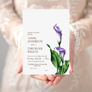 Calla Minimalist Modern vackra Blommigt Bröllop Inbjudningar
