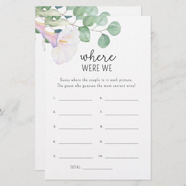 Calla och eucalyptus - Var var vi duschspel? (Fram/baksida)