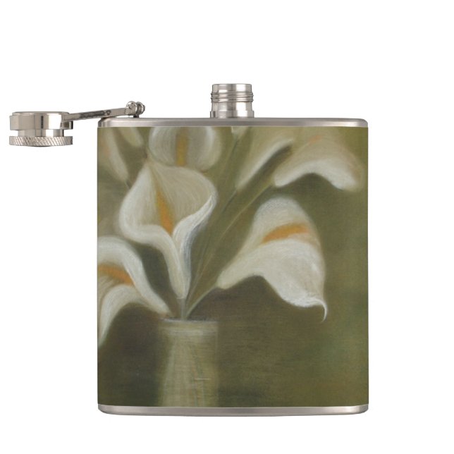 Calla skär blommor i ett konstnärligt stillliv i V Fickplunta (Öppnad)