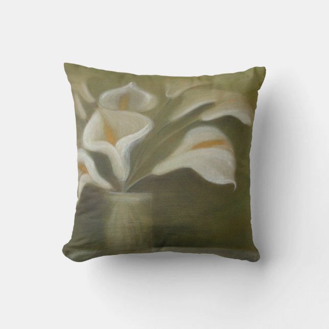 Calla skär blommor i ett konstnärligt stillliv i V Kudde (Framsida)