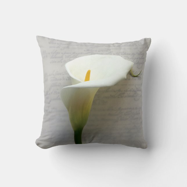 calla som är liliy på handskriftdekorativ kudde (Framsida)