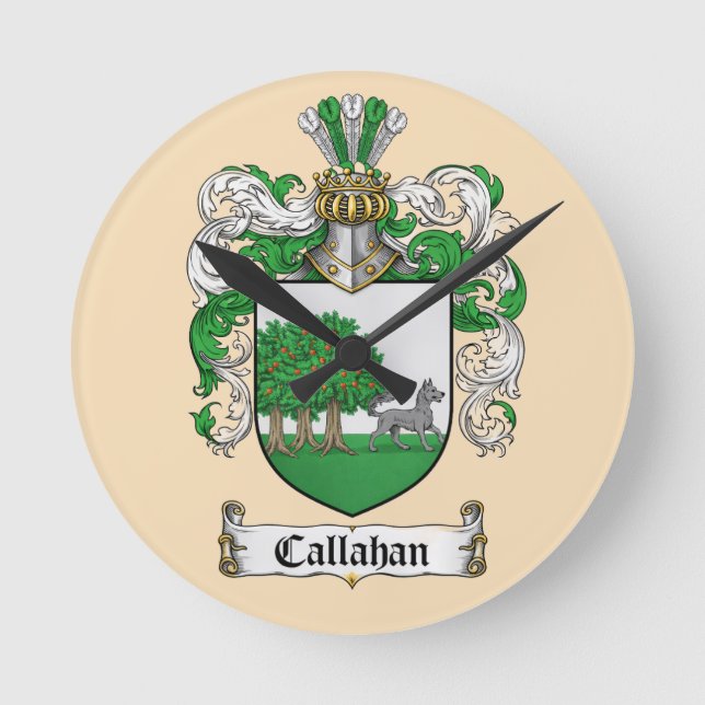 Callahan Coat of Arms Round Clock ( Rund Klocka (Framsida)