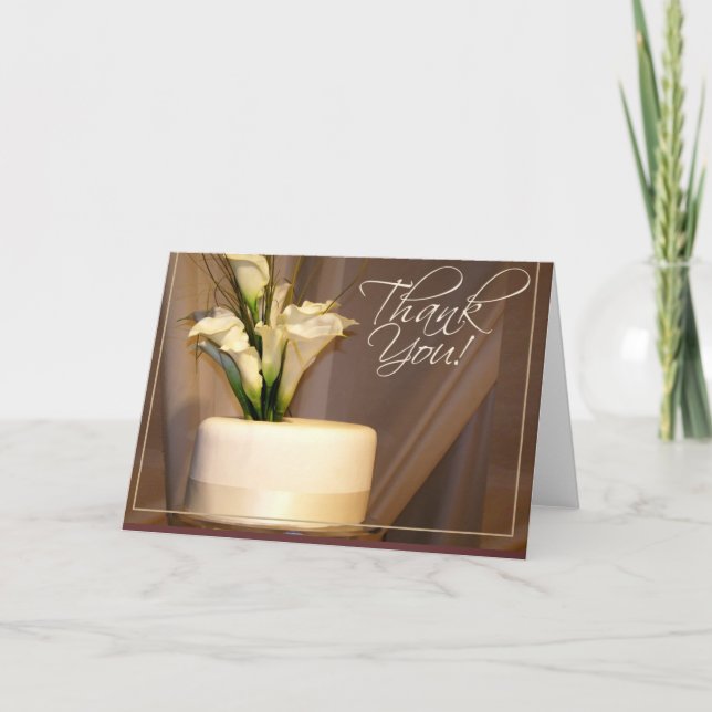 Callalilja & bröllopstårta - tack! tack kort (Framsida)