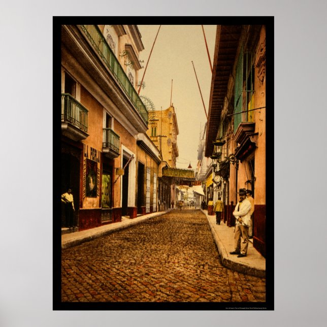 Calle de Habana i Havanna, Kuba 1900 Poster (Framsidan)