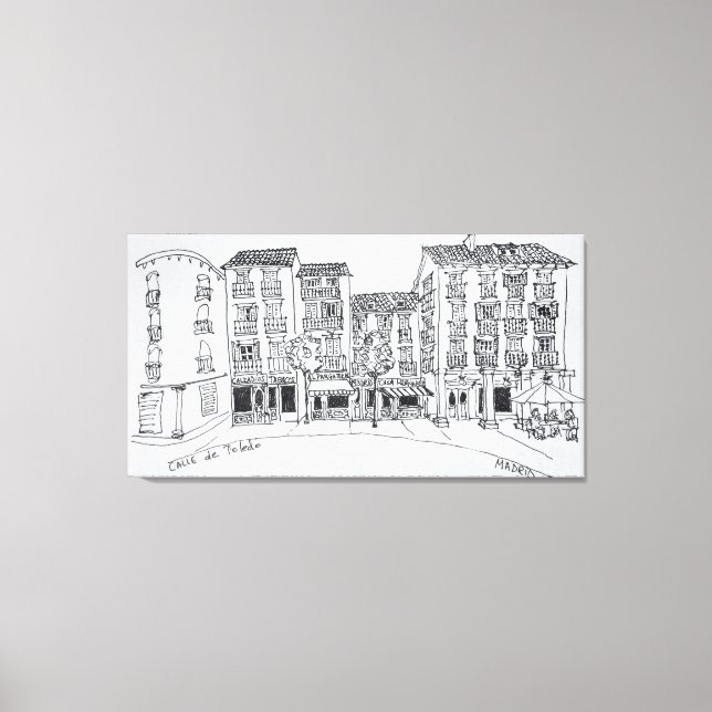 Calle de Toledo shopping street, Madrid, Spanien Canvastryck (Framsida)