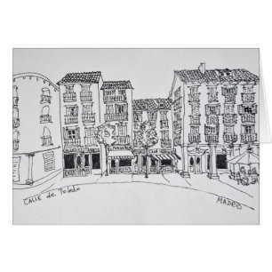 Calle de Toledo shoppinggata, Madrid, Spanien Hälsningskort