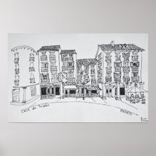 Calle de Toledo shoppinggata, Madrid, Spanien Poster