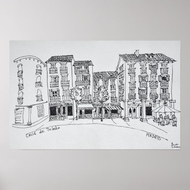 Calle de Toledo shoppinggata, Madrid, Spanien Poster (Framsidan)
