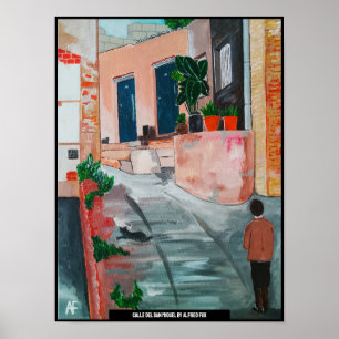 Calle Del San Miguel Painting av Alfred Fox Poster