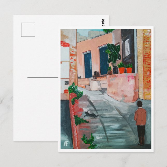Calle Del San Miguel Painting av Alfred Fox Vykort (Fram/baksida)