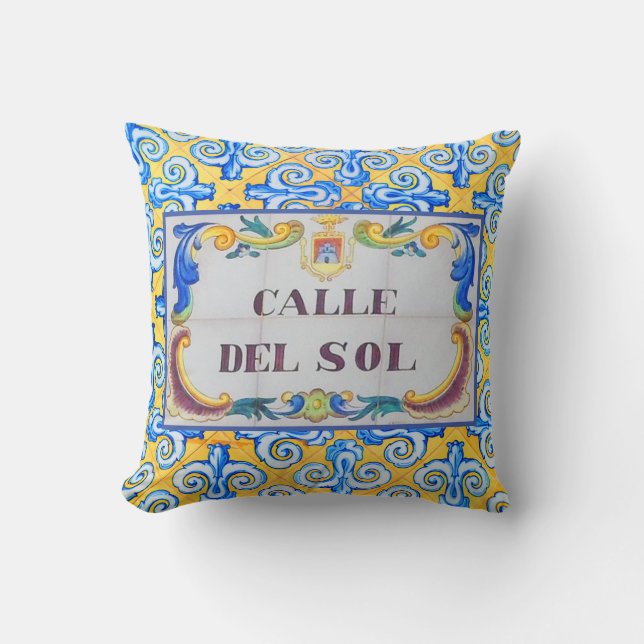 Calle Del Sol Street of the Sol Mediterranean Tile Kudde (Framsida)