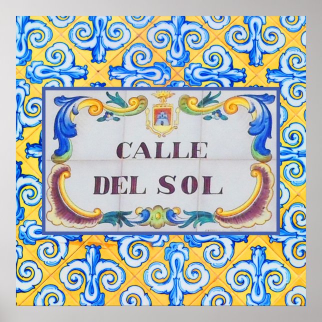 Calle Del Sol Street of the Sol Spain Road Namn Poster (Framsidan)