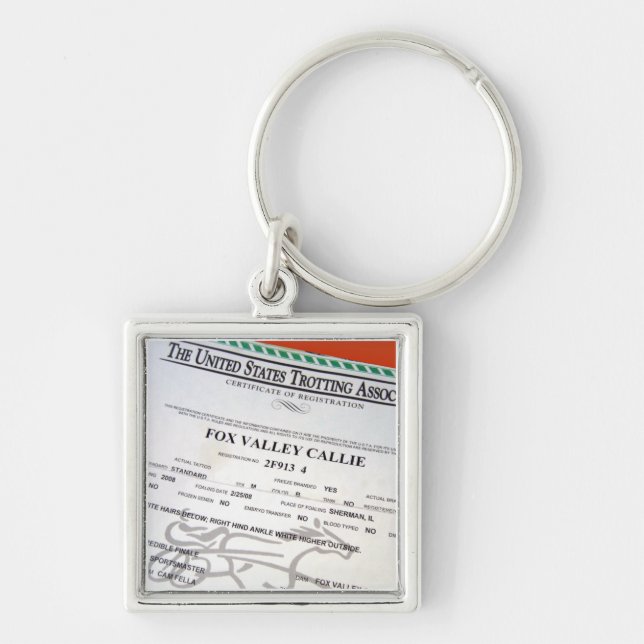 Callie Keychain Fyrkantig Silverfärgad Nyckelring (Framsidan)