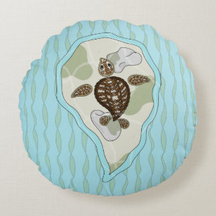Callie Sea Turtle Round Pillow Rund Kudde
