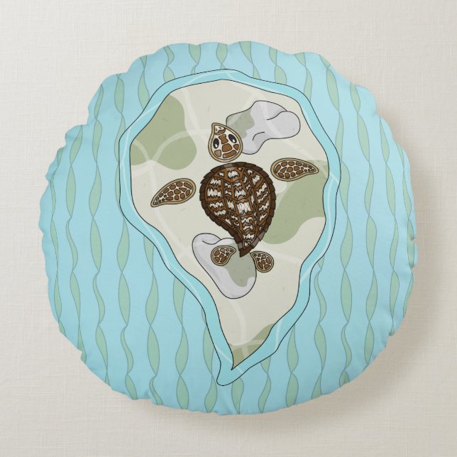 Callie Sea Turtle Round Pillow Rund Kudde (Framsidan)