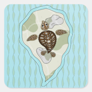 Callie Sea Turtle Sticker Fyrkantigt Klistermärke