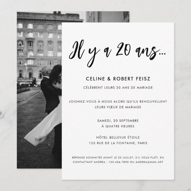 Calligrae Moderne Renouvellement Voeux Mariage Inbjudningar (Fram/baksida)