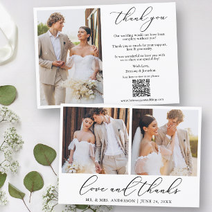 Calligrafi 3 Photo Kärlek Tack QR-kod Bröllop Kort