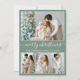 Calligrafi 4 Photo God jul Sage Grönt Julkort