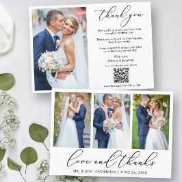 Calligrafi 4 Photo Kärlek Tack QR-kod Bröllop Kort