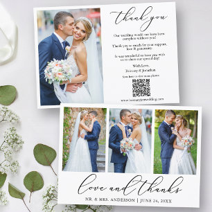 Calligrafi 4 Photo Kärlek Tack QR-kod Bröllop Kort