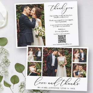 Calligrafi 6 Photo Kärlek Tack QR-kod Bröllop Kort